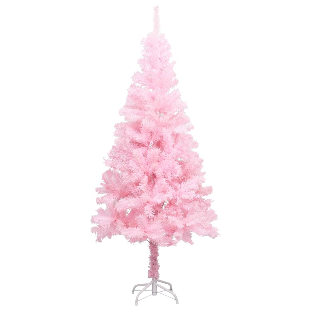 Kunstkerstboom met verlichting en kerstballen 150 cm PVC roze