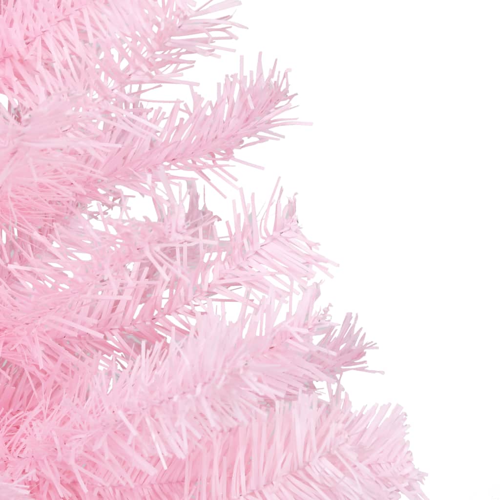 Kunstkerstboom met verlichting en kerstballen 150 cm PVC roze