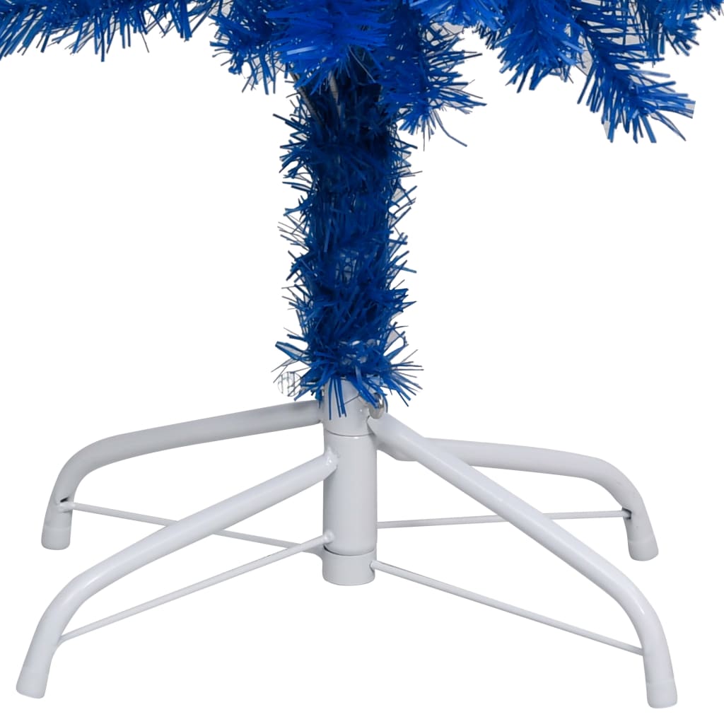 Kunstkerstboom met verlichting en kerstballen 180 cm PVC blauw