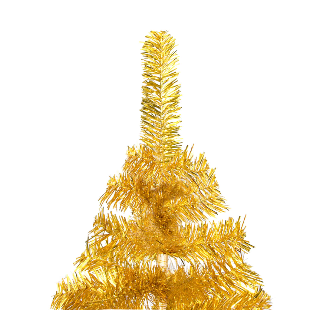 Kunstkerstboom met verlichting en kerstballen 210 cm PET goud