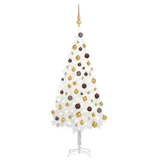 Kunstkerstboom met verlichting en kerstballen 120 cm wit