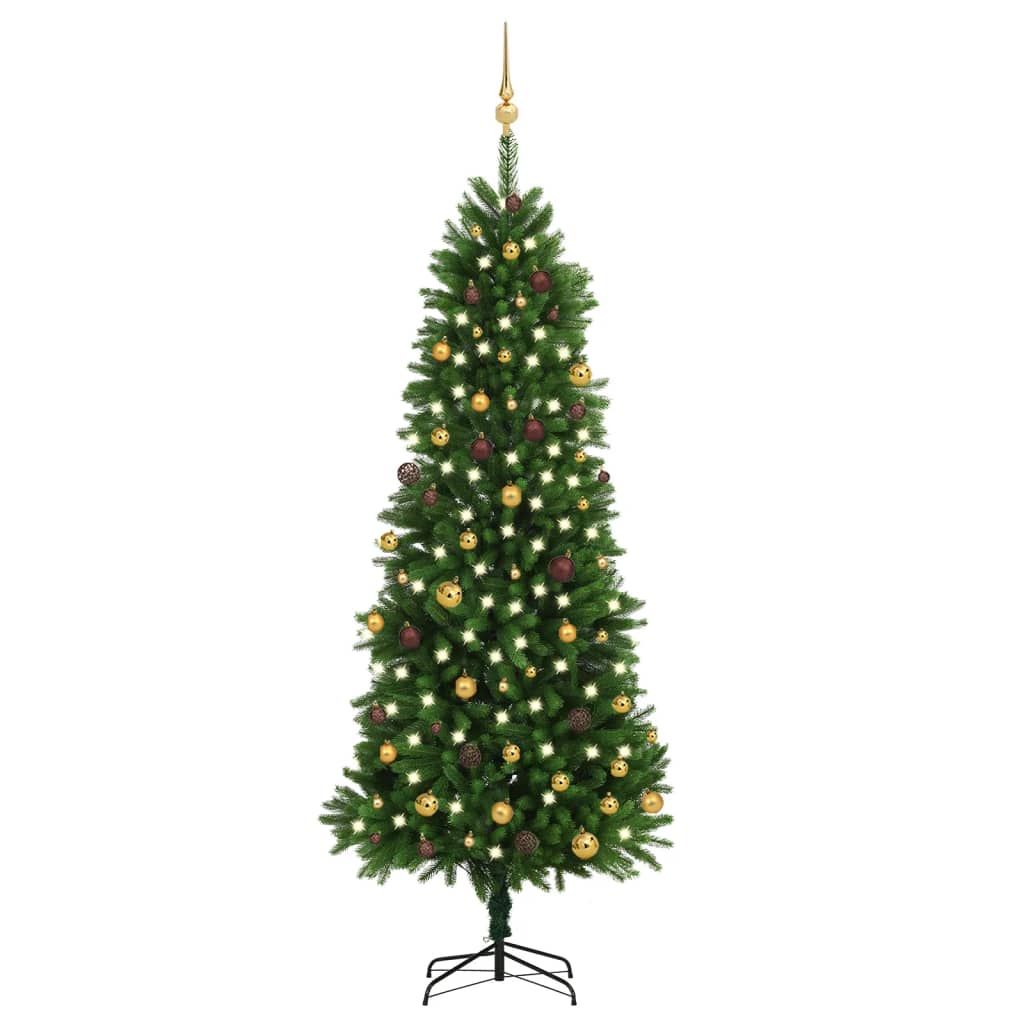 Kunstkerstboom met verlichting en kerstballen 240 cm groen