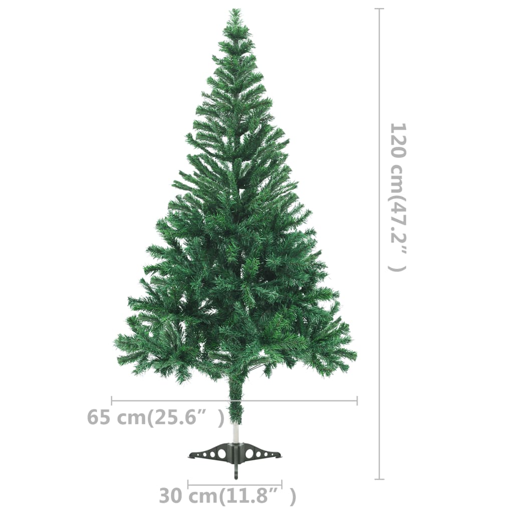 Kunstkerstboom met verlichting en kerstballen 230 takken 120 cm