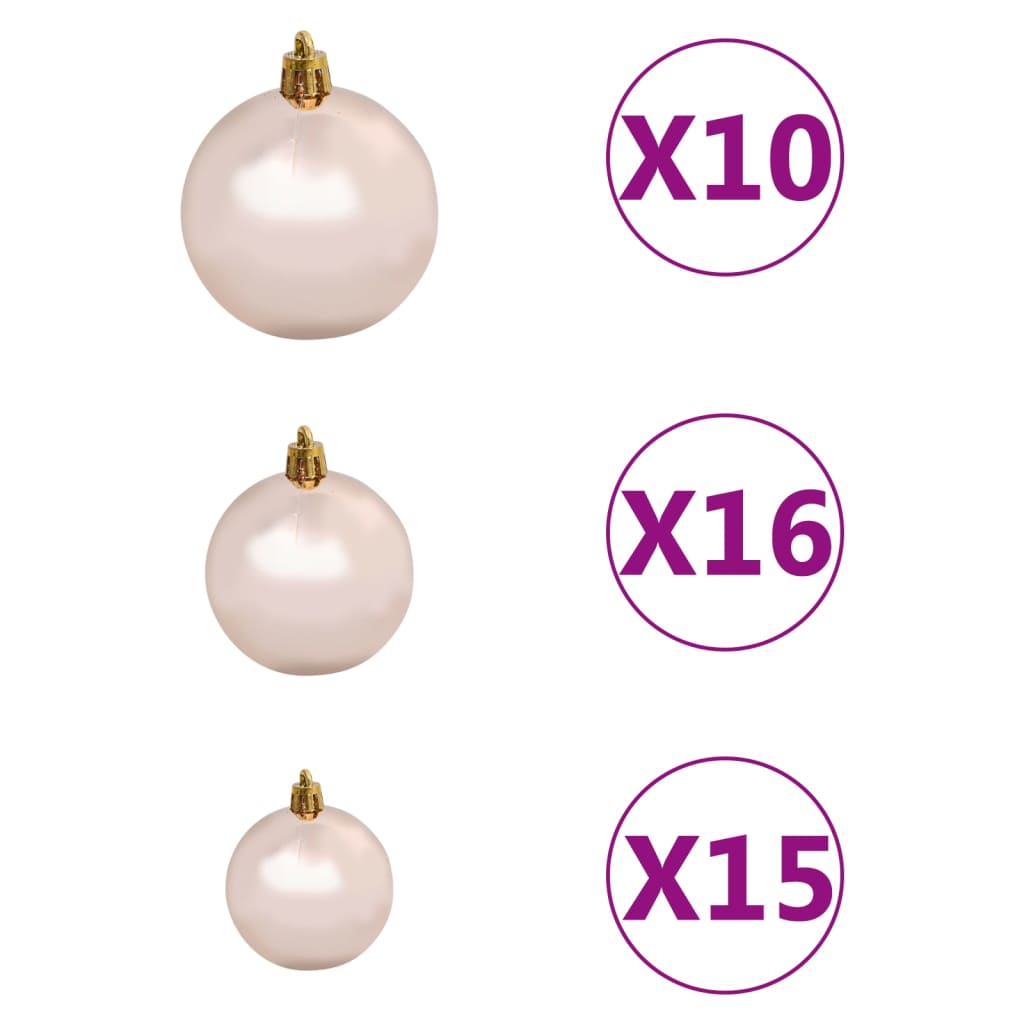 Kunstkerstboom met verlichting en kerstballen 910 takken 210 cm