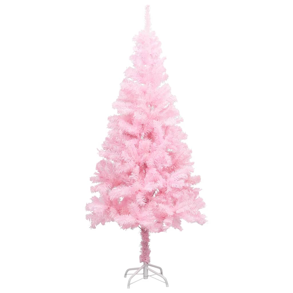 Kunstkerstboom met verlichting en kerstballen 120 cm PVC roze