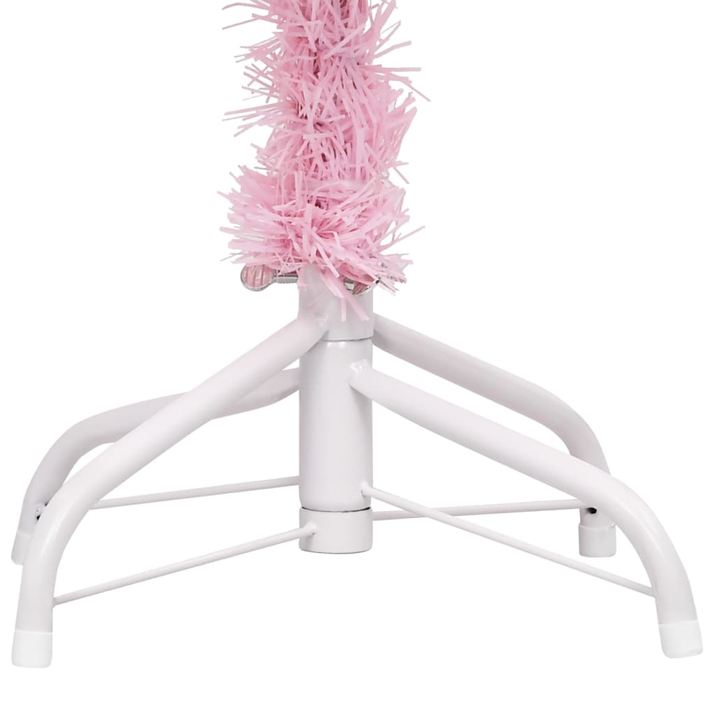 Kunstkerstboom met verlichting en kerstballen 120 cm PVC roze