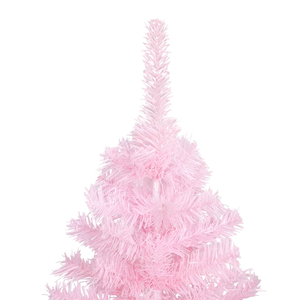 Kunstkerstboom met verlichting en kerstballen 180 cm PVC roze