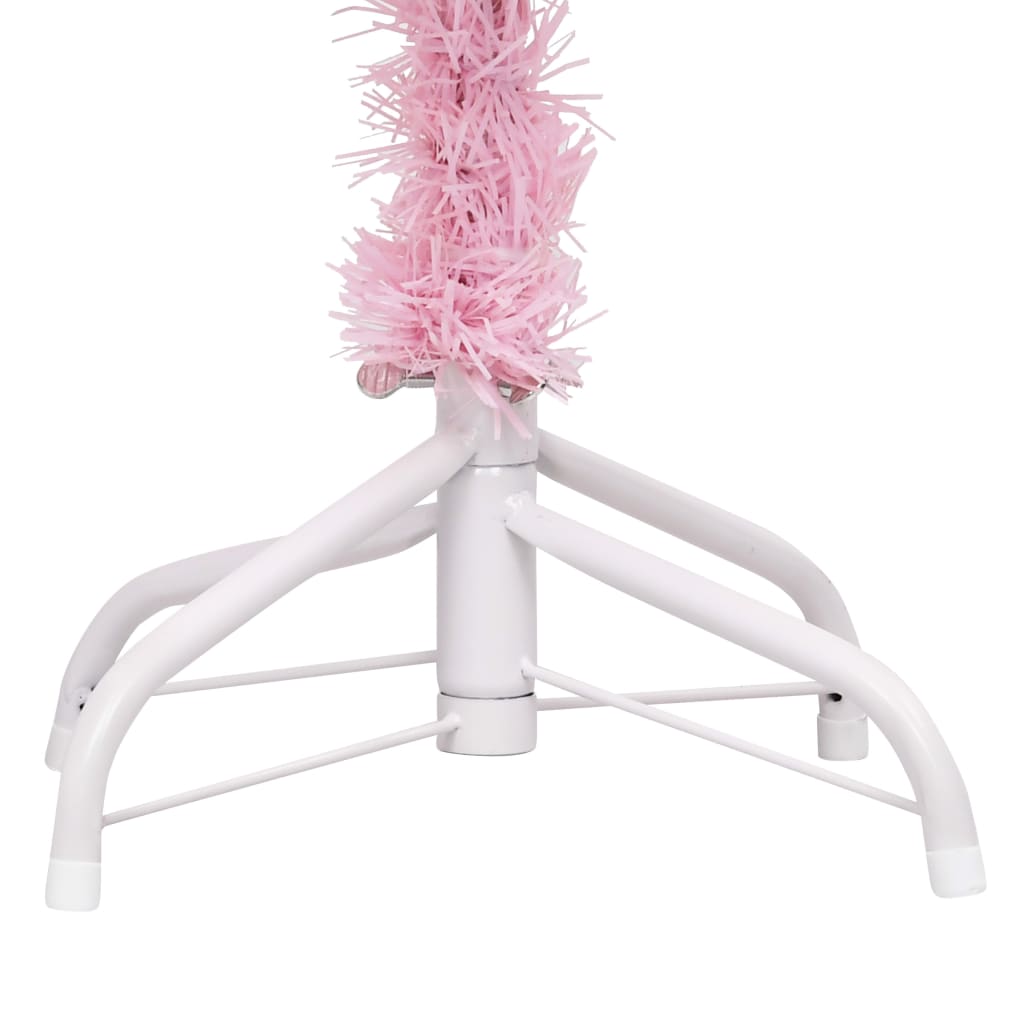 Kunstkerstboom met verlichting en kerstballen 210 cm PVC roze