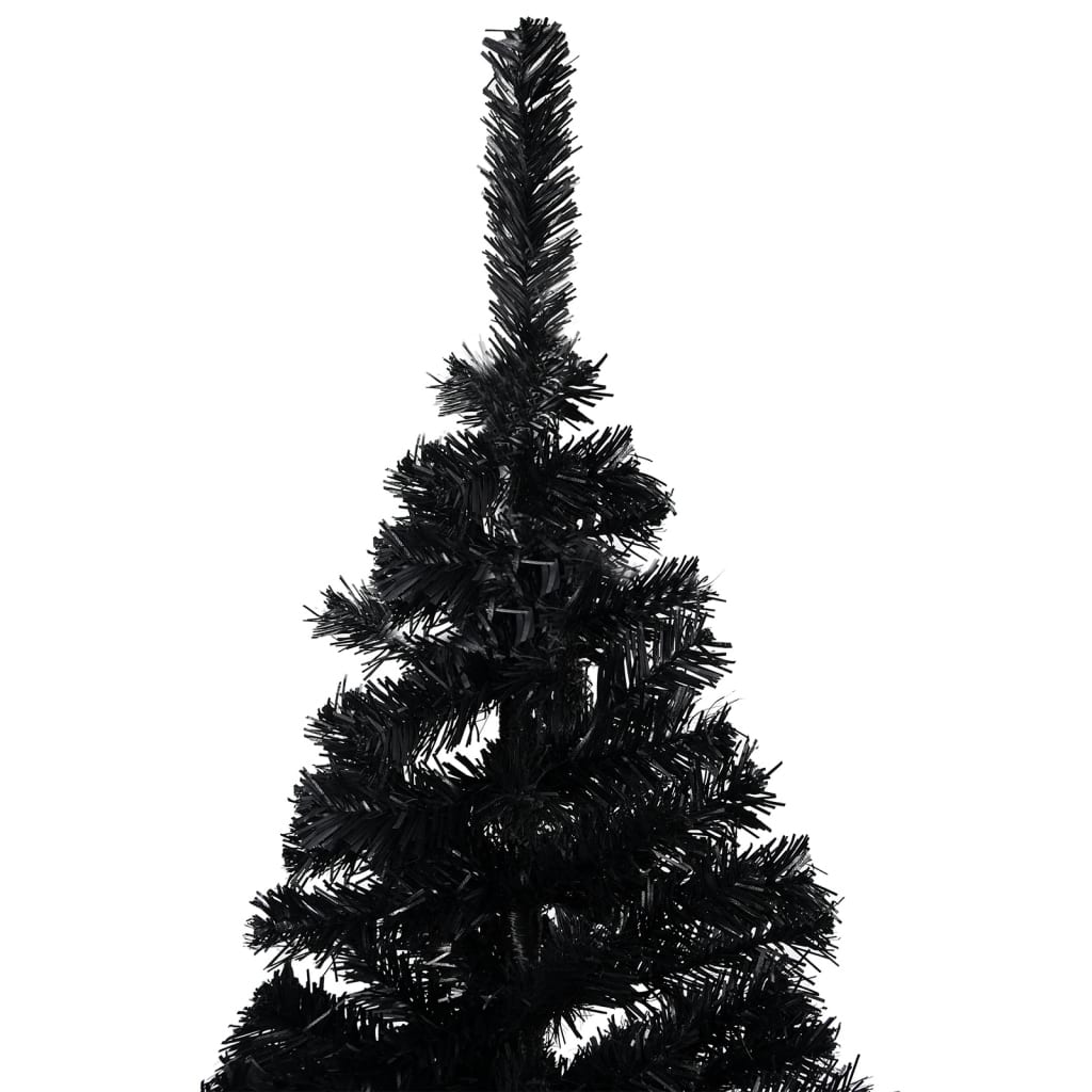 Kunstkerstboom met verlichting en kerstballen 150 cm PVC zwart