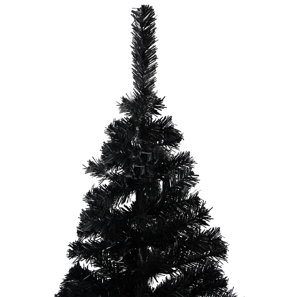 Kunstkerstboom met verlichting en kerstballen 180 cm PVC zwart