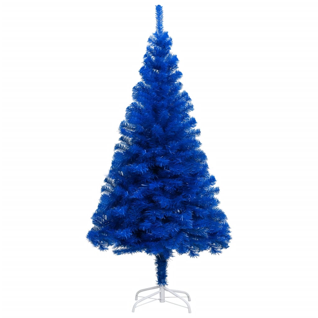 Kunstkerstboom met verlichting en kerstballen 120 cm PVC blauw