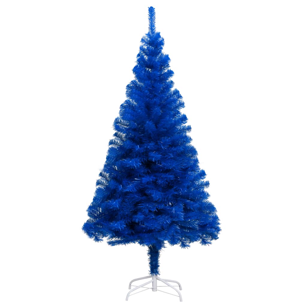 Kunstkerstboom met verlichting en kerstballen 180 cm PVC blauw