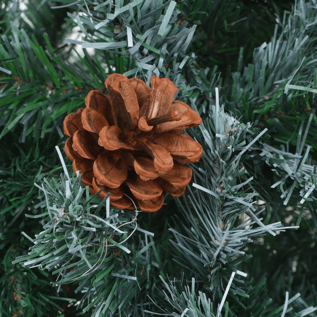 Kunstkerstboom met verlichting ballen sneeuw dennenappel 150 cm