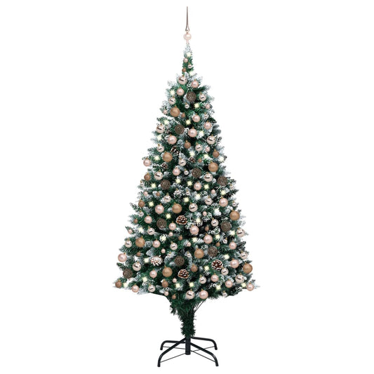 Kunstkerstboom met verlichting kerstballen dennenappels 240 cm