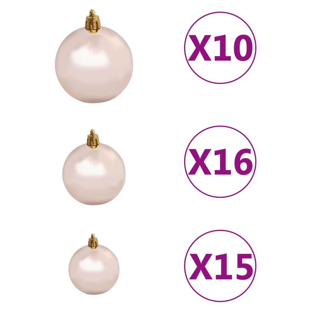 Kunstkerstboom met verlichting en kerstballen 210 cm PVC wit