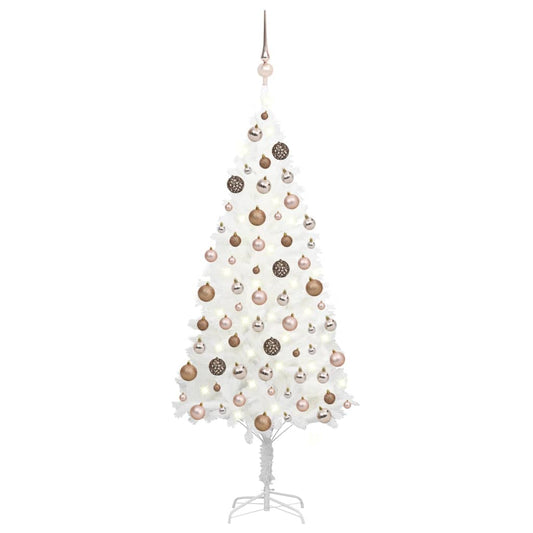 Kunstkerstboom met verlichting en kerstballen 120 cm wit