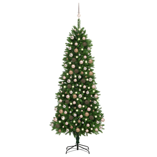 Kunstkerstboom met verlichting en kerstballen 240 cm groen