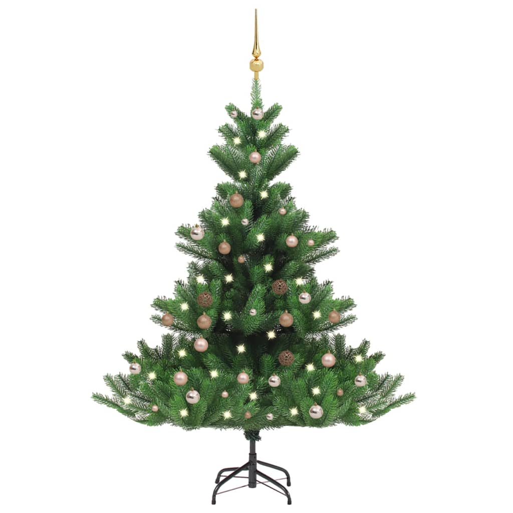 Kunstkerstboom Nordmann met LED's en kerstballen 180 cm groen