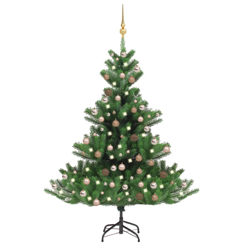 Kunstkerstboom Nordmann met LED's en kerstballen 240 cm groen