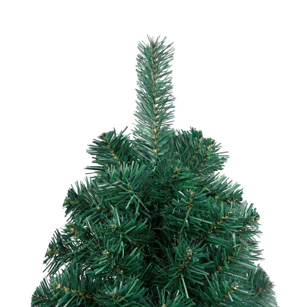 Kunstkerstboom met verlichting en kerstballen half 210 cm groen