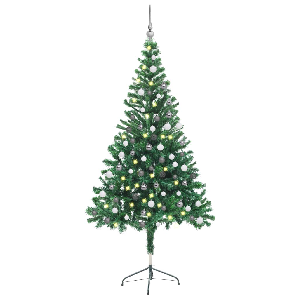 Kunstkerstboom met verlichting en kerstballen 380 takken 150 cm