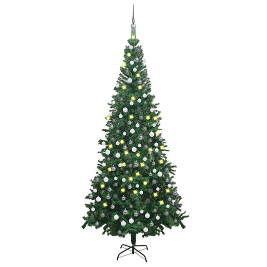 Kunstkerstboom met verlichting en kerstballen L 240 cm groen