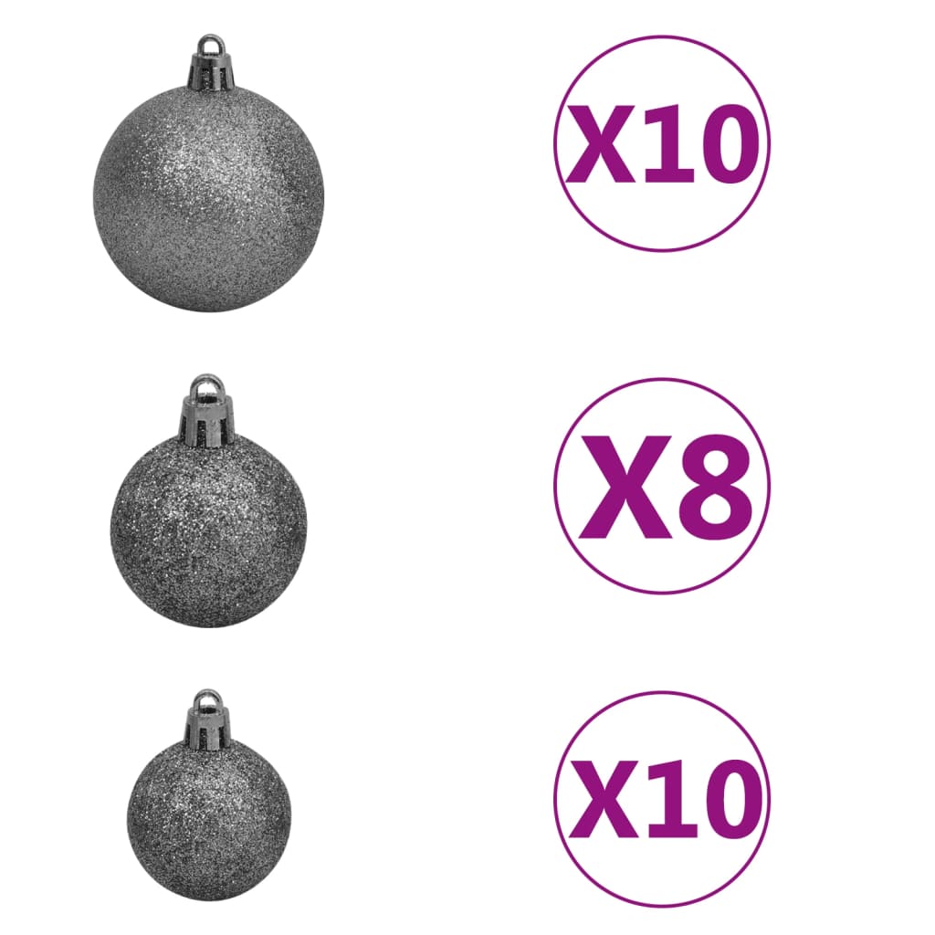 Kunstkerstboom met verlichting en kerstballen 910 takken 210 cm