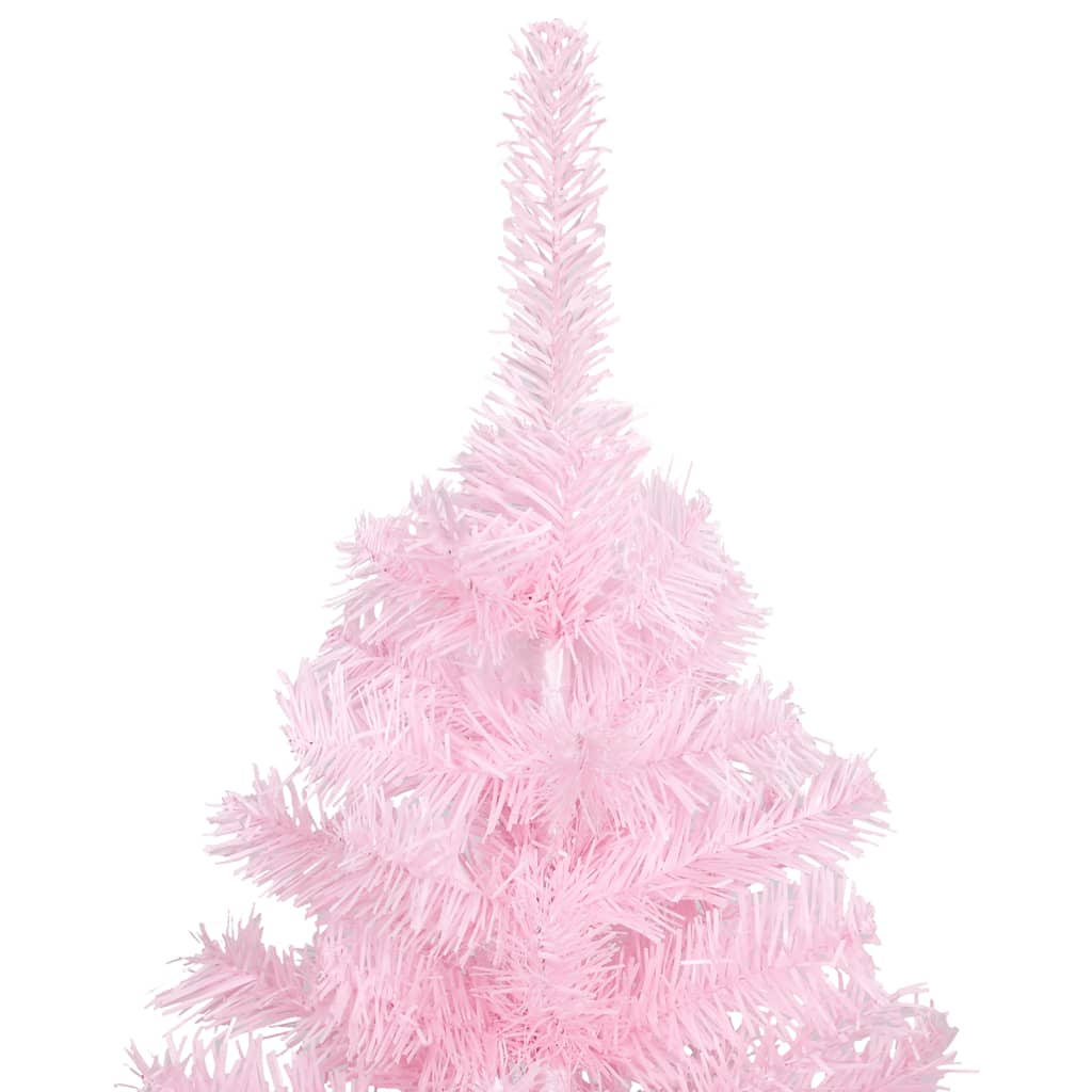 Kunstkerstboom met verlichting en kerstballen 120 cm PVC roze