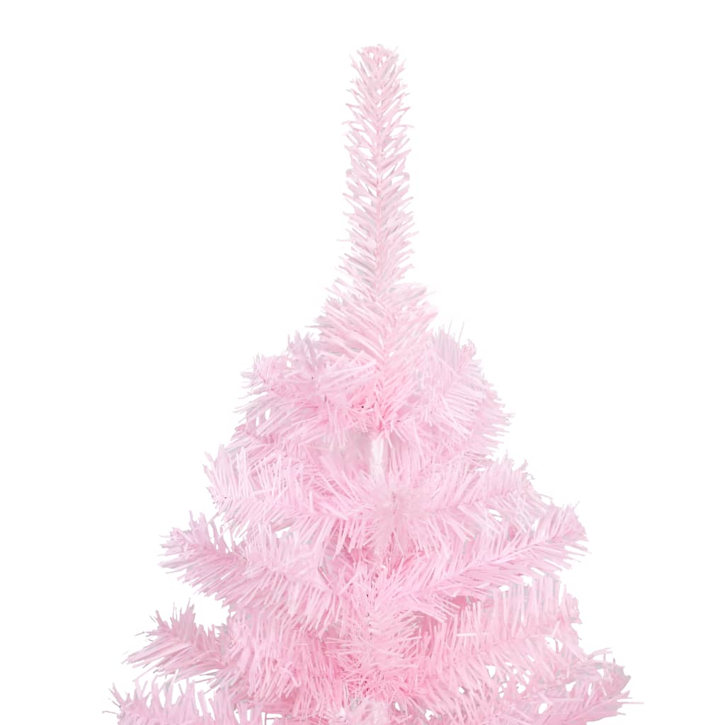 Kunstkerstboom met verlichting en kerstballen 150 cm PVC roze