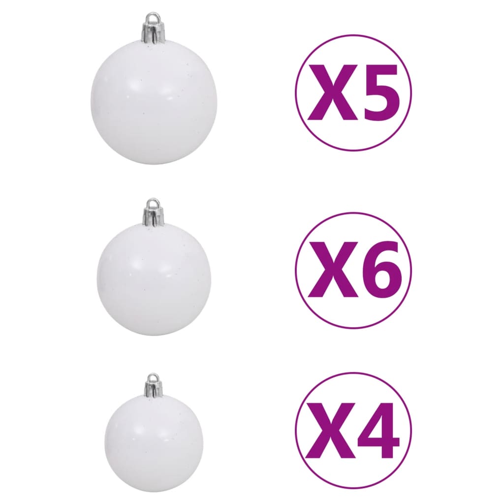 Kunstkerstboom met verlichting en kerstballen 150 cm PVC roze