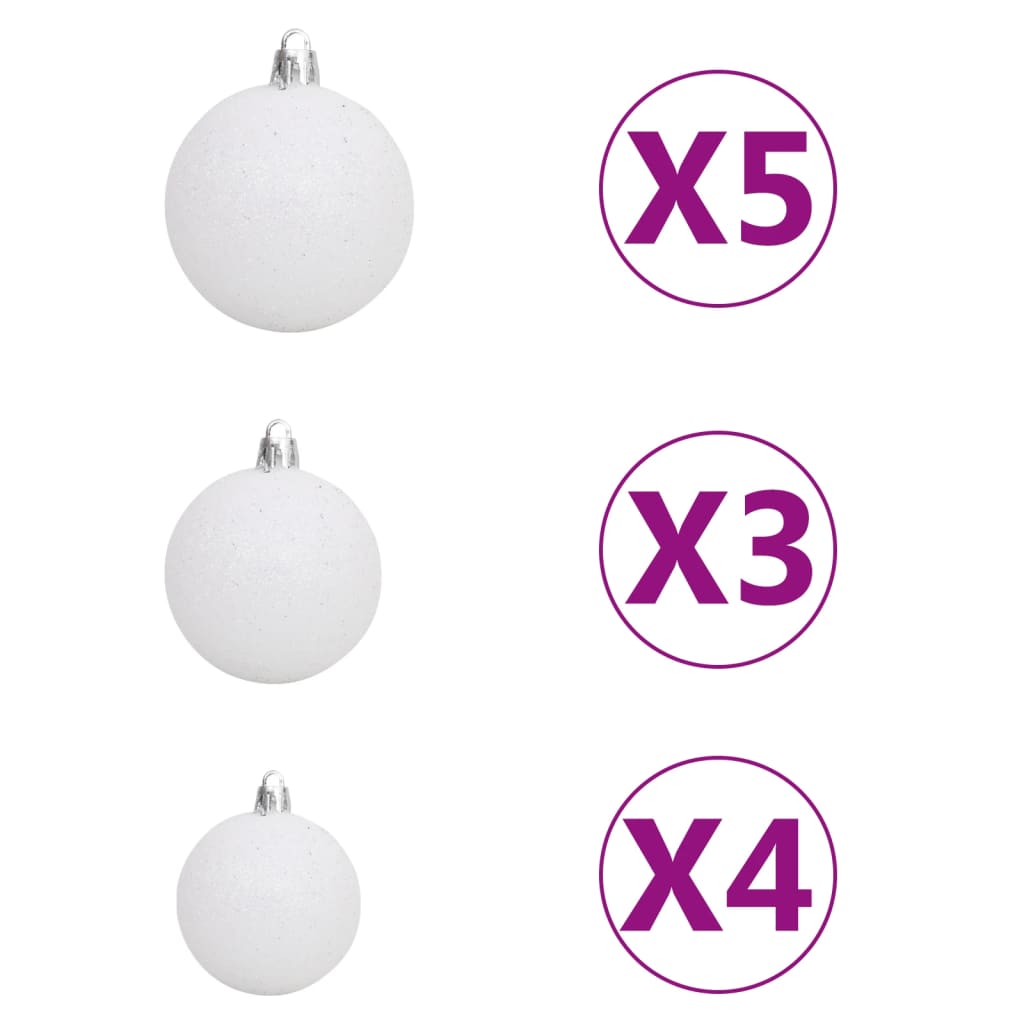 Kunstkerstboom met verlichting en kerstballen 120 cm PVC zwart