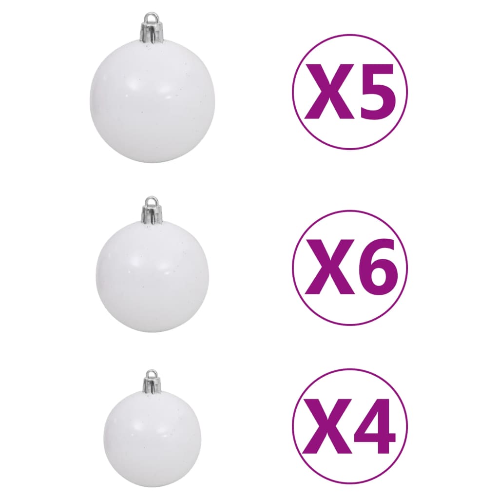 Kunstkerstboom met verlichting en kerstballen 120 cm PVC zwart