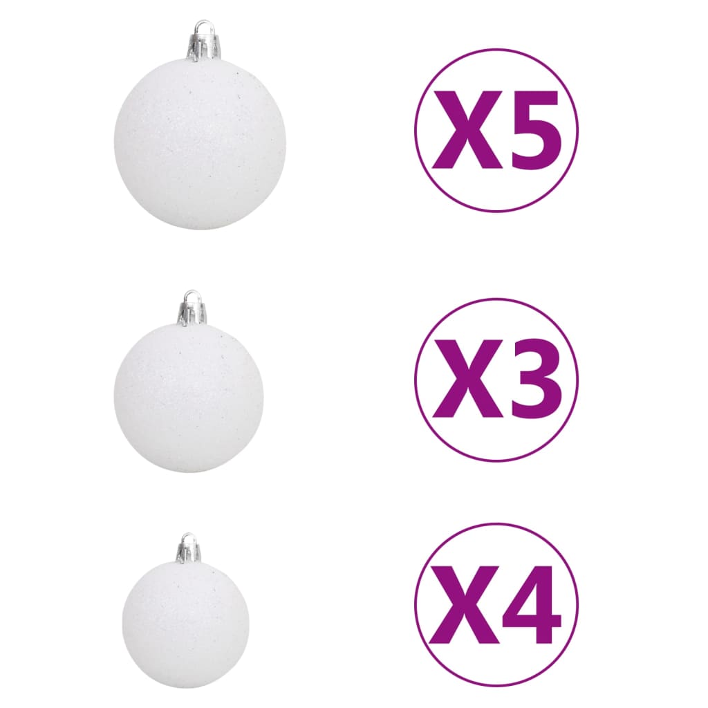 Kunstkerstboom met verlichting en kerstballen 150 cm PVC zwart