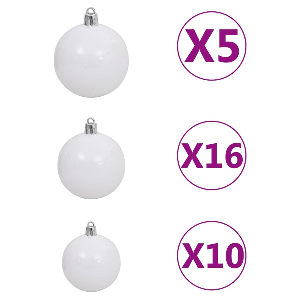 Kunstkerstboom met verlichting en kerstballen 210 cm PVC zwart