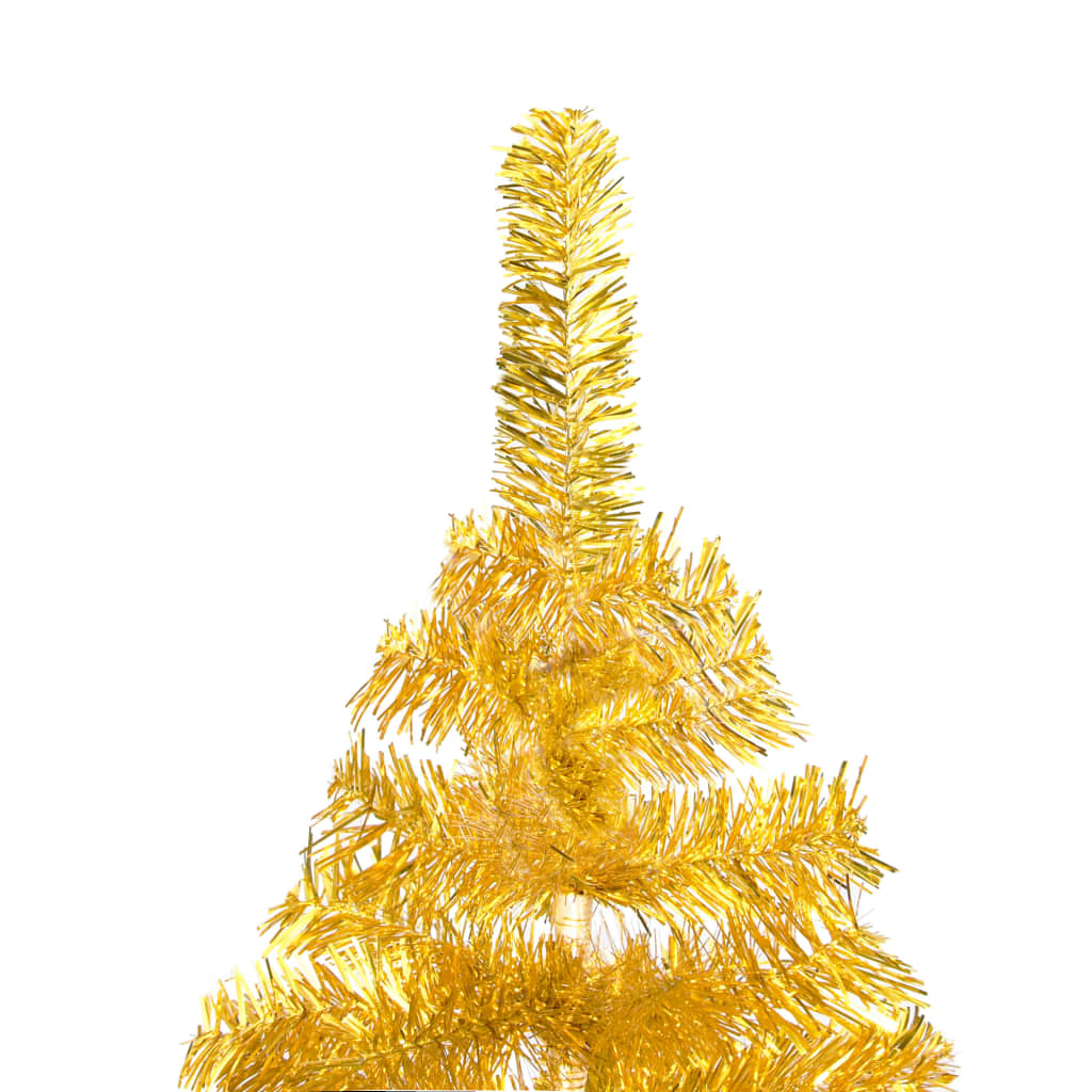 Kunstkerstboom met verlichting en kerstballen 210 cm PET goud