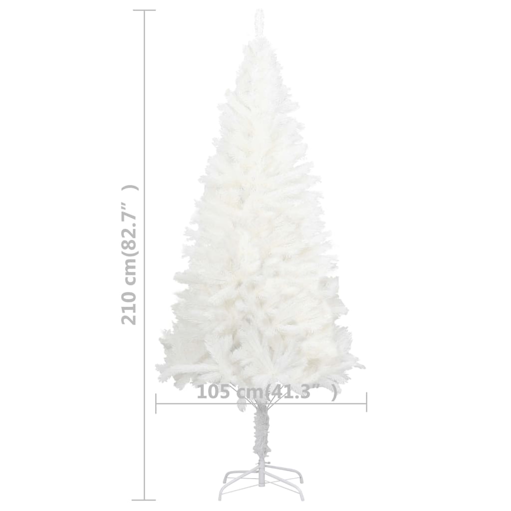 Kunstkerstboom met verlichting en kerstballen 210 cm PVC wit