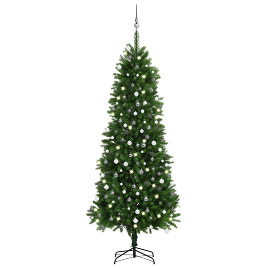 Kunstkerstboom met verlichting en kerstballen 240 cm groen