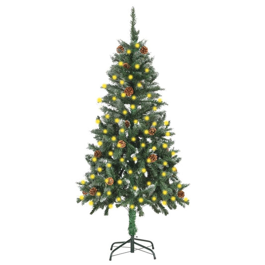 Kunstkerstboom met verlichting en dennenappels 150 cm