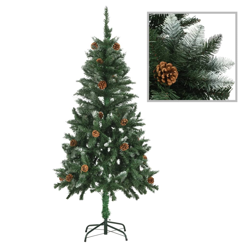 Kunstkerstboom met verlichting en dennenappels 150 cm