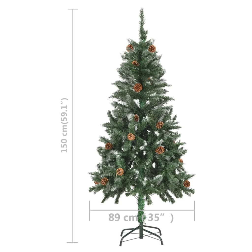 Kunstkerstboom met verlichting en dennenappels 150 cm