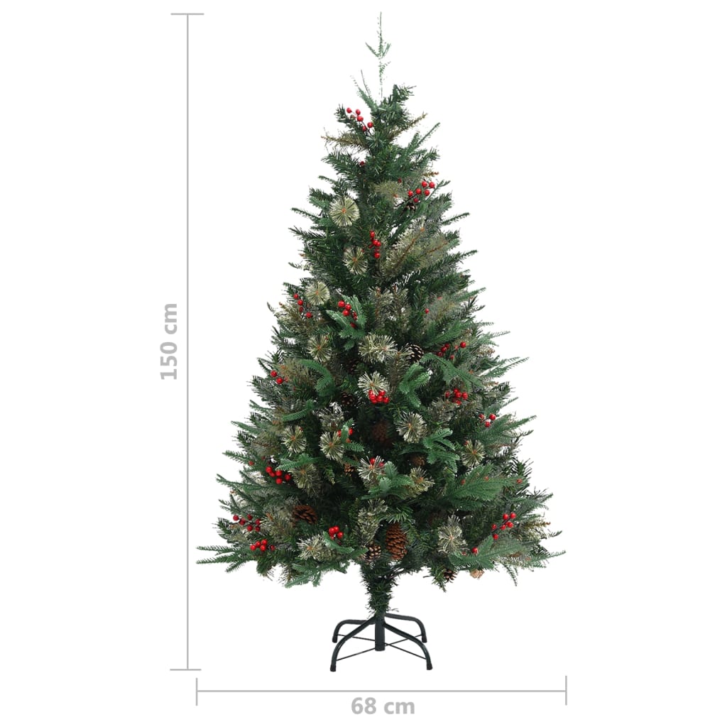 Kerstboom met dennenappels 150 cm PVC en PE groen