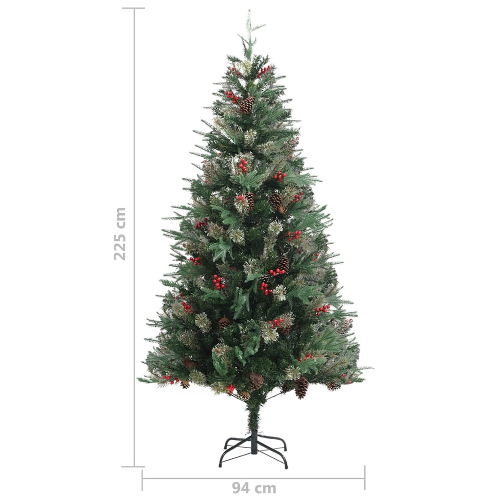 Kerstboom met dennenappels 225 cm PVC en PE groen