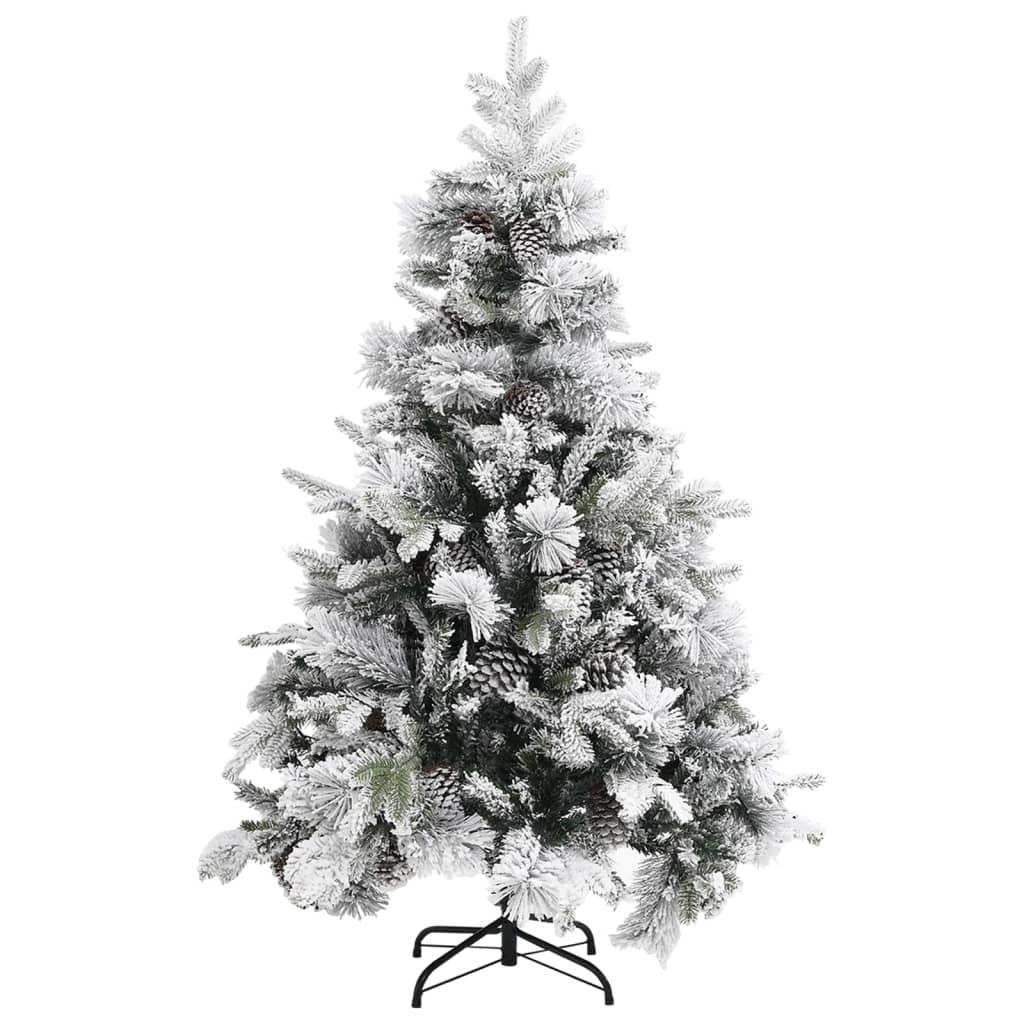 Kerstboom met dennenappels en sneeuw 150 cm PVC en PE