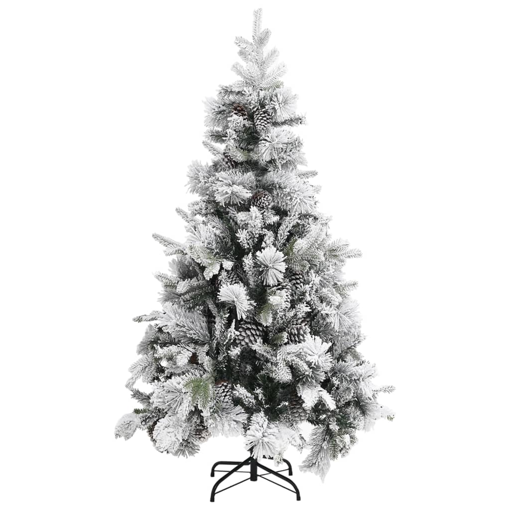 Kerstboom met dennenappels en sneeuw 195 cm PVC en PE