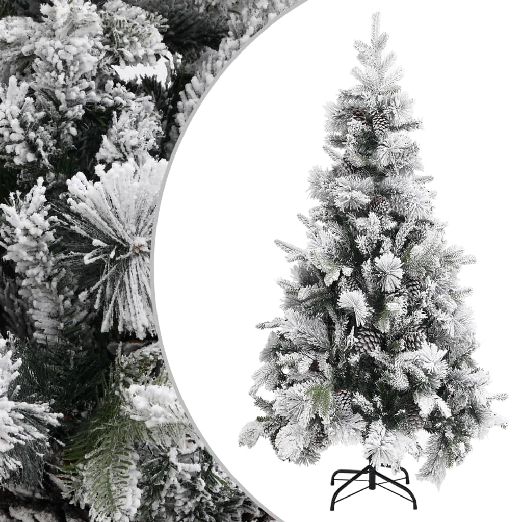 Kerstboom met dennenappels en sneeuw 225 cm PVC en PE