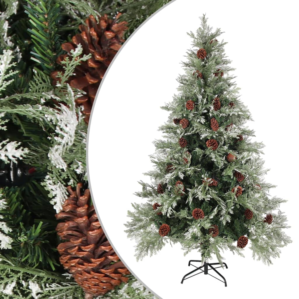 Kerstboom met dennenappels 120 cm PVC en PE groen en wit