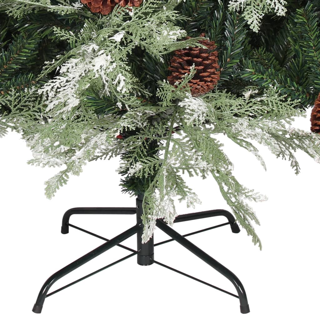 Kerstboom met dennenappels 120 cm PVC en PE groen en wit