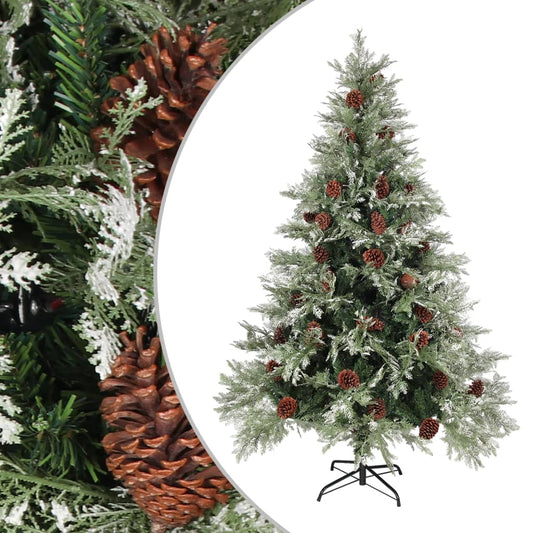 Kerstboom met dennenappels 150 cm PVC en PE groen en wit