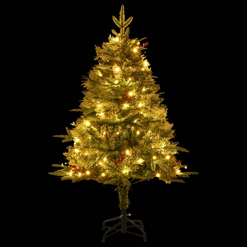 Kerstboom met LED en dennenappels 120 cm PVC en PE groen