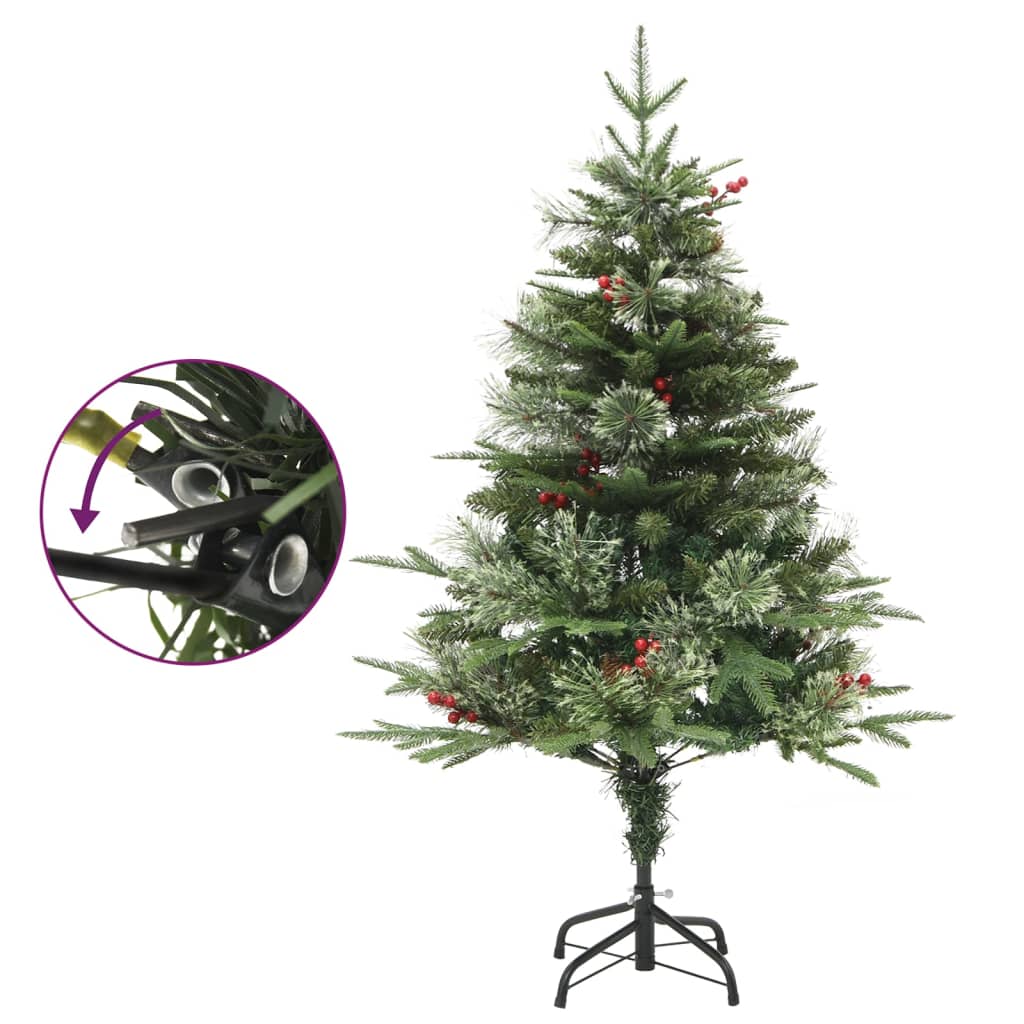 Kerstboom met LED en dennenappels 150 cm PVC en PE groen